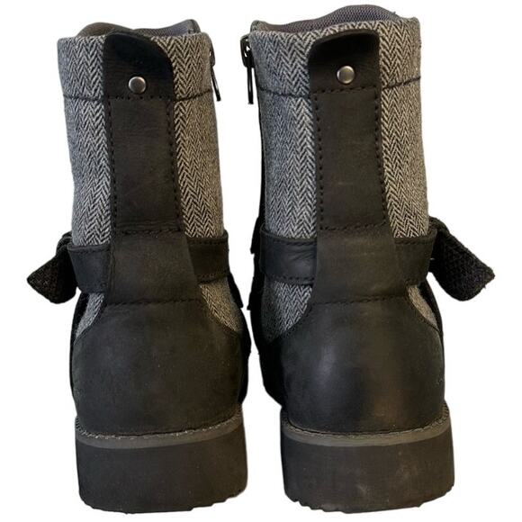 Eddie Bauer Covey Tweed and Leather Boots Size 7.5 Black Gray - Picture 3 of 9